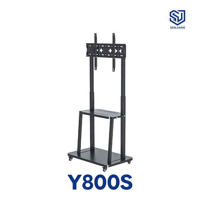 Factory Custom 32-75 Inch Height Adjustable Mobile TV Cart Stand Wheels Trolley 50KG Capacity for LCD LED TV with CE Certified