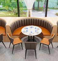 Chaises de salle à manger en PU minimalistes de haute qualité avec conception circulaire en métal pour canapé de stand de restaurant utilisation à la maison et au salon extérieur