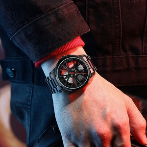 นาฬิกาข้อมือลายล้อแม็กซ์คุณภาพสูงแบบดรอปชิปปิ้ง พิมพ์ลายตามสั่ง OEM นาฬิกาควอตซ์ลายล้อแม็กซ์หมุนได้สามมิติสำหรับผู้ชาย - Product Image 2