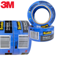 Cinta de enmascarar de papel crepé 3M 2090 Scotch-Blue resistente a los rayos UV y al agua, de adhesión media, para uso en interiores y exteriores, sin residuos.