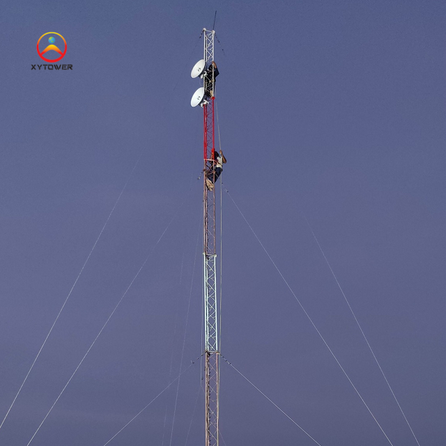 5g Signal Booster Wifi Triangular Guyed Mast Tripod Tubular Lattice Telecommunication Tower