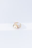 Bague élégante et haut de gamme en or et perles pour femme. Version de diffusion en direct TikTok. Populaire, élégant, polyvalent