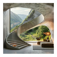 Lustre LED moderne en cantilever pour intérieur et extérieur, design en spirale incurvée pour escalier, avec matériaux en bois massif et en métal