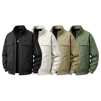 Blouson Bomber Décontracté Homme Grande Taille 100% Polyester Col Montant Multi-Poches Fermeture Éclair Intégrale Coupe Ample Personnalisable avec Logo