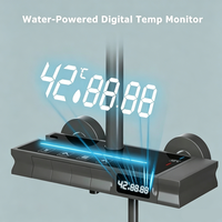 Colonne de douche thermostatique haute pression de luxe en laiton avec affichage numérique de la température à touches piano et éclairage LED