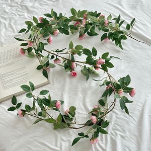 Guirlandes de roses artificielles 180 cm, fleurs en soie pour arche de mariage, décorations de plafond, style romantique, décoration murale pour la maison - Product Image 4