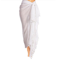 Venta al por mayor Mujeres Traje de baño Ropa de playa Cubrir Ups Traje de baño de playa Nadar Playa Batik Gasa Sarong Wrap con borla