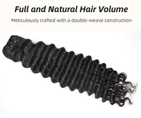 YEUNG BEAUTY 10A Cabello Humano Virgen Vietnamita Ondulado Profundo, Doble Trama a Máquina, Súper Doble Trama, Tejido a Mano, Permanente, Teñible en Todos los Colores