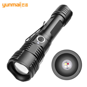 Lampe de poche tactique Yunmai 18650, rechargeable, LED, lumière blanche, rouge, verte, violette, pour usage extérieur - Product Image 1