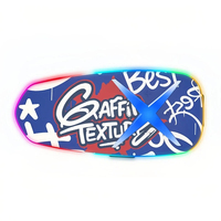 Écouteurs sans fil à clip d'oreille pour 6.0, avec motif graffiti tendance, réduction de bruit ENC et effet lumineux LED RGB