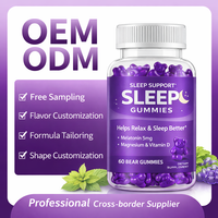 Complément alimentaire naturel pour le sommeil en gros, marque privée OEM, 5 mg de mélatonine, magnésium, vitamine D, gommes végétaliennes