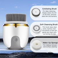 Mejor venta 3 en 1 impermeable eléctrico Facial limpieza profunda recargable vibración masaje cepillo de limpieza Facial