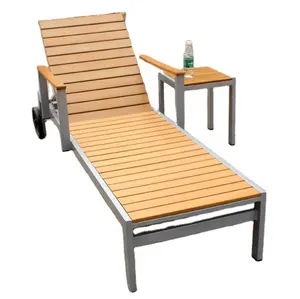 全天候廉价日光浴躺椅WPC沙滩躺椅塑料木质躺椅