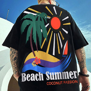 Custom Screen Printing Knitted Heavyweight T-Shirt High Quality 220GSM 100% Cotton O-Neck Casual <b>Drop</b> Shoulder Oversized Men - Product Image 4