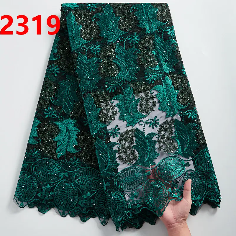 2319 Cheap Afrian Lace Fabric Lime Green Lace Fabric Net Lace Fabric5 Yards
