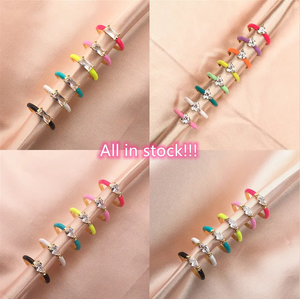 Женское открытое регулируемое кольцо с фианитом, летнее разноцветное кольцо с овальным кубическим цирконием в форме сердца, 2023 - Product Image 2