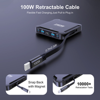Cargador de escritorio de 240W, pantalla Digital, cargador rápido GaN, Cable retráctil de 100W, cargador de teléfono USB C para iPhone 17 Samsung MacBook
