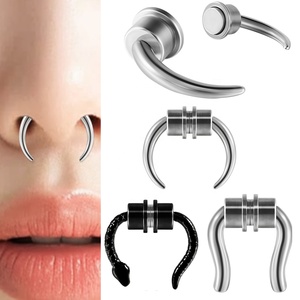 Anillo de Nariz Magnético de Acero Inoxidable, Anillo de Nariz de Serpiente en Forma de Herradura, Clip de Nariz Falso Sin Perforación, Joyería de Piercing de Nariz - Product Image 1