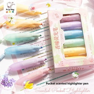 Mini Macaron colore evidenziatore pennarello obliquo studenti penna per diario notevole penna chiave scritta a mano - Product Image 2