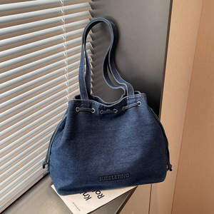 2026 New Arrival Retro Korean-Style <b>Large</b>-Capacity Shoulder <b>Bag</b> Casual Denim Stylish and Versatile Handbag - Product Image 1