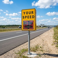 Dispositif d'affichage LED étanche à énergie solaire avec capteur radar Doppler pour la signalisation de limitation de vitesse et la rétroaction sur le trafic