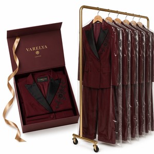 Ensemble <span class=keywords><strong>pantalon</strong></span> et blazer pour femme, coupe ajustée, broderie florale <span class=keywords><strong>bordeaux</strong></span>, blazer à double boutonnage en satin noir à revers, <span class=keywords><strong>pantalon</strong></span> large, personnalisable OEM/ODM - Product Image 6