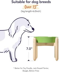 <span class=keywords><strong>Support</strong></span> en <span class=keywords><strong>bois</strong></span> avec <span class=keywords><strong>gamelle</strong></span> en céramique surélevée pour chien, anti-glouton et anti-étouffement, capacité 1,5 tasse, pour chiens de petite et moyenne taille - Product Image 5