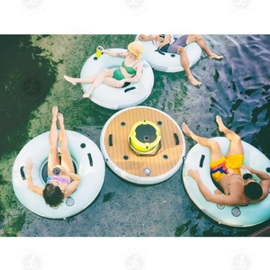 En Stock forma redonda 8 personas isla inflable flotante conexión Silla de salón malla desmontable flotador de piscina inflable - Product Image 4