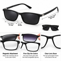 Lunettes de soleil magnétiques 5 en 1 à clipser, monture PC, polarisées, vision nocturne, UV400, logo personnalisé, lunettes optiques pour hommes et femmes