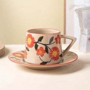 Ensemble tasse et soucoupe en céramique 330 ml avec poignée pour le thé de l'après-midi et l'utilisation au bureau - Product Image 2