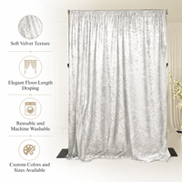 Rideau de fond en velours écrasé ivoire 5x20FT pour scène de mariage, décor de photomaton, taille et couleur personnalisées