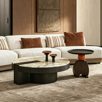 Designer Kreatives Marmor-Couchtisch-Set Moderner Luxuriöser Runder Hochwertiger Wohnzimmer-Couchtisch für Zuhause, Villa und Hotel