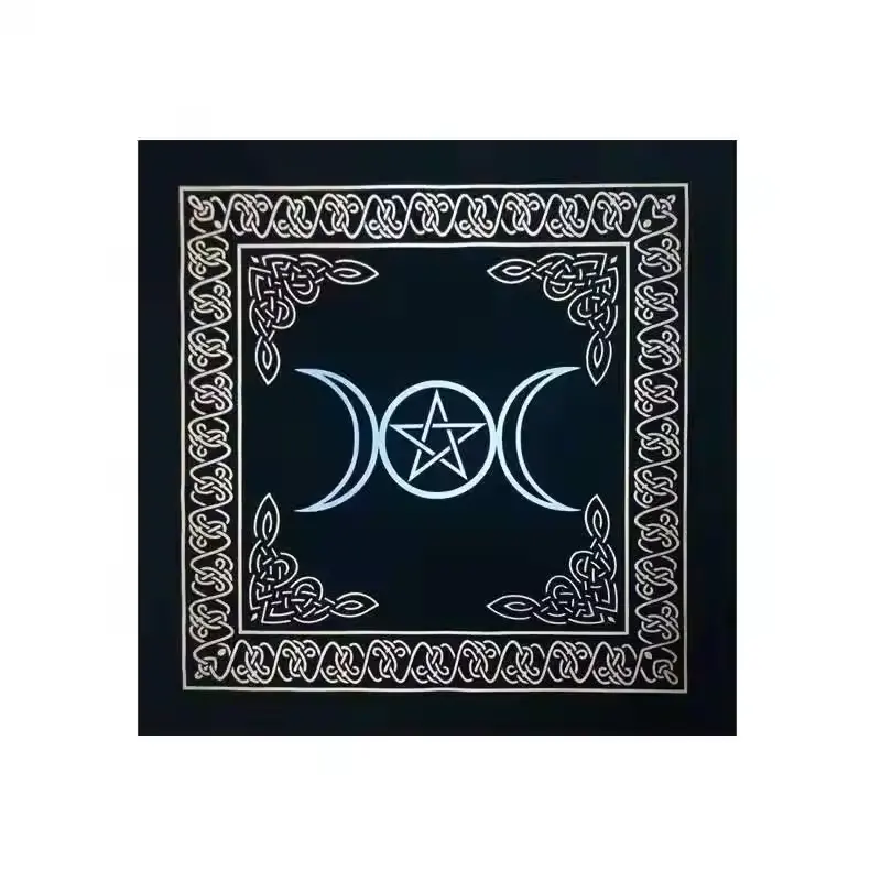 Fashionable 60X60cm Black Velvet Table Cloth Triple Goddess With Pentagram Altar Tarot Cloth Divination Table cloth