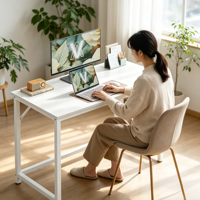 Bureau d'ordinateur, bureau de jeu, bureau à domicile pour petits espaces, 19,7x39,4x29,5 pouces, style moderne, structure métallique, blanc érable, facile à assembler
