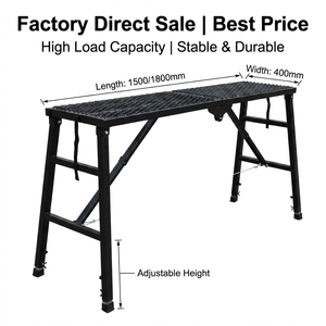 Plateforme de travail pliable en acier portable, hauteur réglable, haute résistance, capacité de charge de 250 kg, échafaudage mobile pour atelier, cuisine - Product Image 1