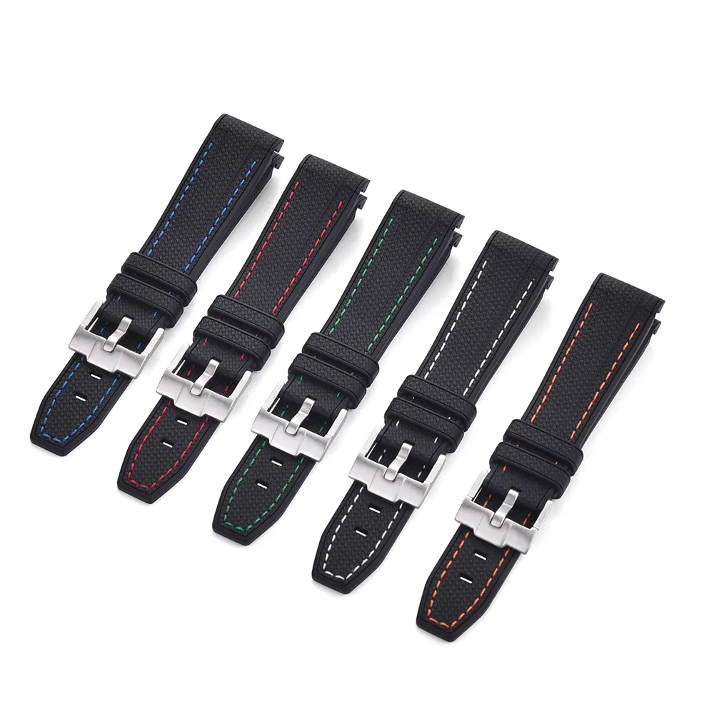JueLong Curved End Sport Rubber Watch Bands 20mm 22mm Water Resistant Watch Strap For Women Men Watch Belts
