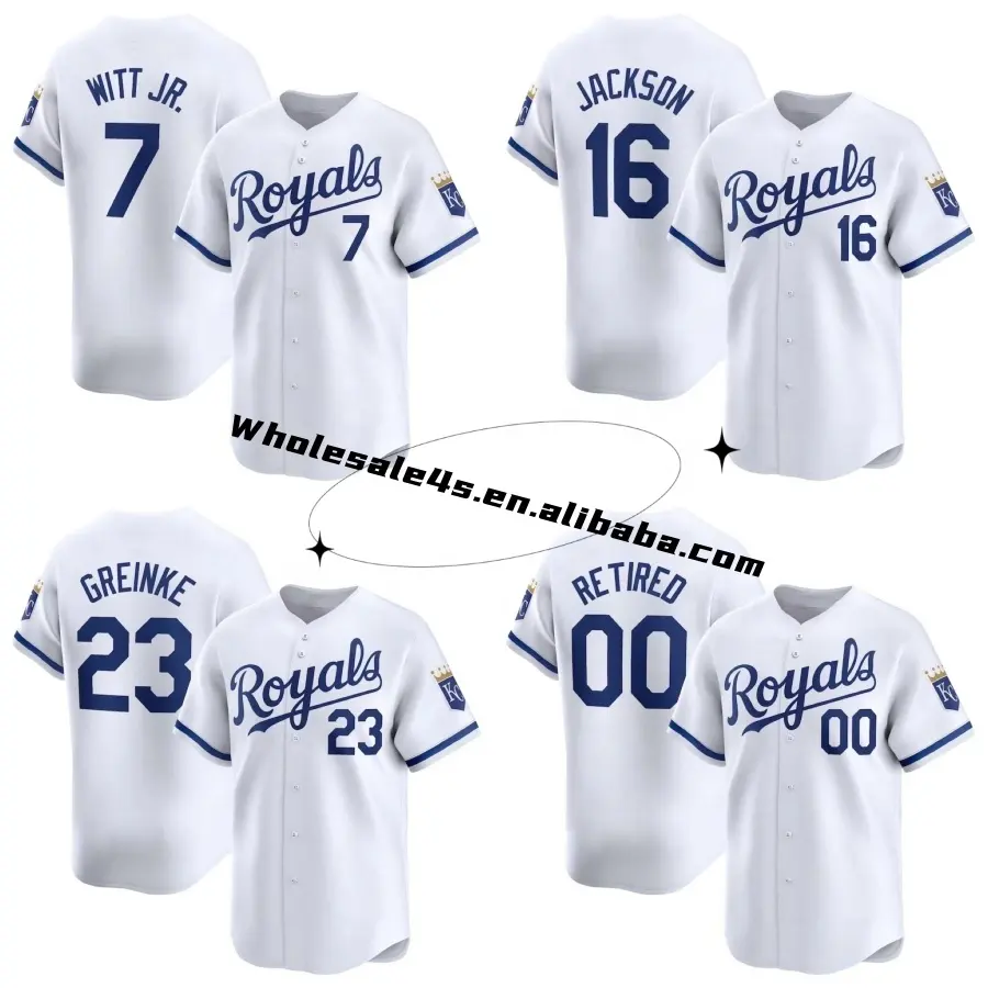 Wholesale Kansas City Royal Stitched Baseball Jersey Men's White American Baseball Softball Uniform #7 Witt Jr. 16 Jackson