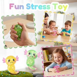 Glitter Axolotl <b>Squishy</b> Toy TPE Stretchy Stress Ball Soft Squeeze Sensory Fidget For Kids Adults Cute Easter Gift - Product Image 5