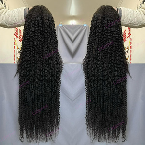 Perruques sans colle prêtes à porter 100 % cheveux humains, pré-épilées, pré-coupées, noires naturelles, bouclées crépues, perruque frontale en dentelle HD 13x4, vente en gros - Product Image 4