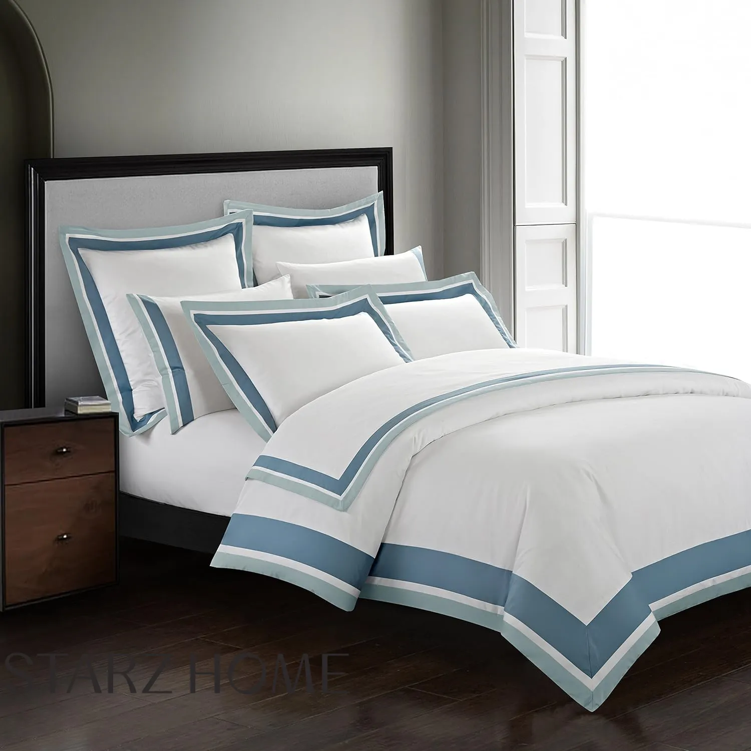 Biancheria da letto in cotone Queen Size all'ingrosso Set lenzuola doppie copripiumino con ricamo modello solido stile stampato per uso domestico hotel