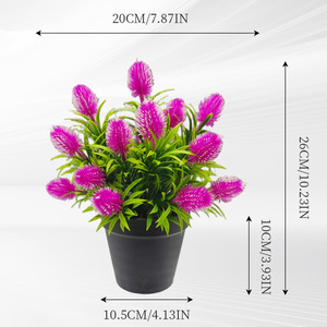 กระถางต้นไม้ประดิษฐ์ทรงดอกไม้แหลม สีม่วงแดง ขนาด 26 ซม. ทำจากพลาสติก พร้อมกระถาง สำหรับตกแต่งภายในและภายนอก - Product Image 2