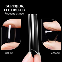 Pointes à ongles en gel souple avec logo personnalisé 500 pièces Long Coffin Square Press Jelly Nails Full Cover False Extension Design