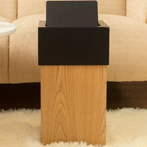 Walnut Wood Trash Can Square With Lid Indoor Home Living Room Use - Product Image 2