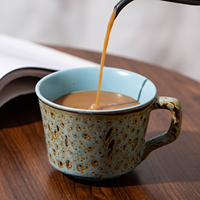 Tasse à café mate artisanale de qualité supérieure OEM, motif léopard créatif, glaçure changeante au four, pour petit-déjeuner et flocons d'avoine