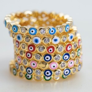 Wholesale Lucky Turkish Evil Type Eye Enamel <strong>Ring</strong> CZ Engagement Colorful Enamel Finger <strong>Rings</strong> <strong>Stack</strong> for Women Wedding Jewelry - Product Image 4