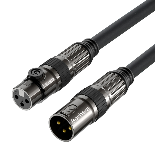 Bochara Gold Plated XLR Cable Male to Female 3Pin OFC Audio Cable Foil+Braided Shielded for Microphone Mixer Amplifier
