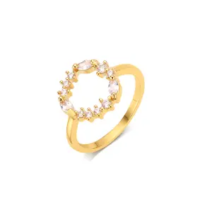 FOXI Jewelry Dainty Cincin Berlian Berlapis Emas 18K untuk Wanita