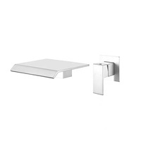 Robinet mélangeur cascade mural de luxe en laiton brossé or, style moderne, pour lavabo de salle de bain, avec valve en céramique, pour usage extérieur