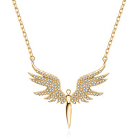 Ailes d'ange créatives plaquées or avec strass, ailes d'ange en acier inoxydable pour fille