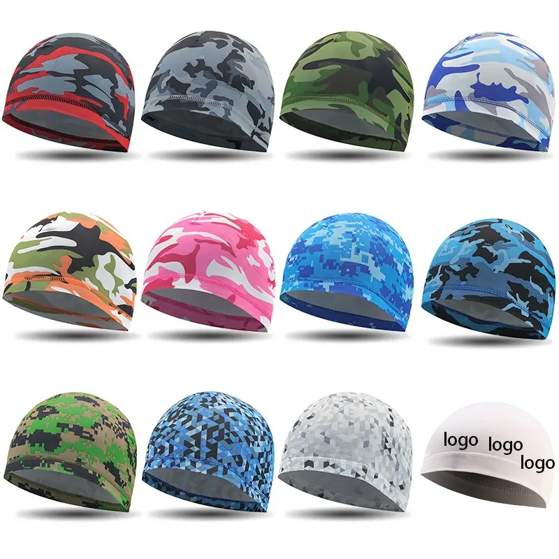 Chapeau de cyclisme avec logo personnalisé par sublimation impression numérique Etiquette camouflage séchage rapide respirant unisexe sport crâne vague